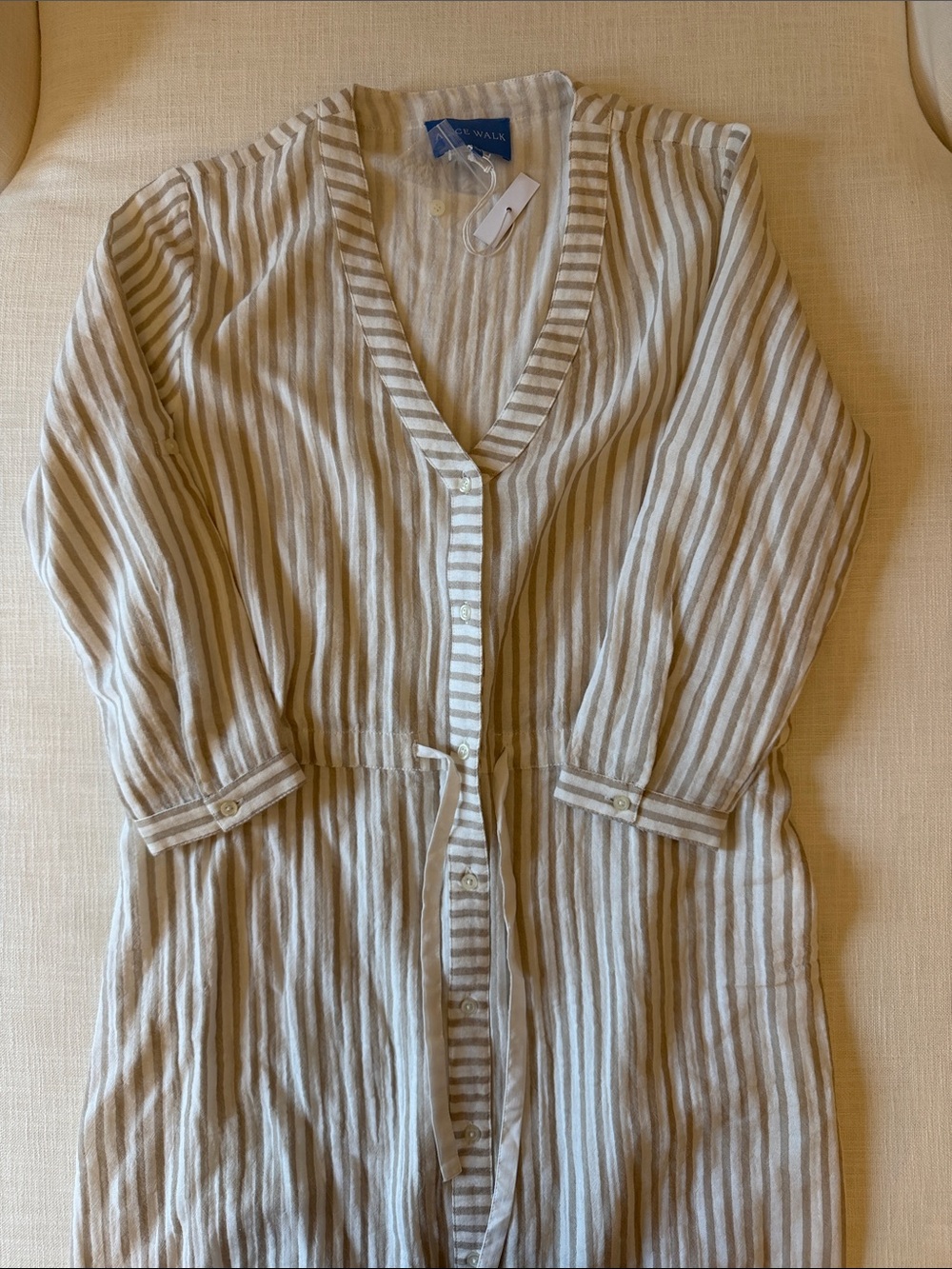 Alice Walk Beige Striped midi dress